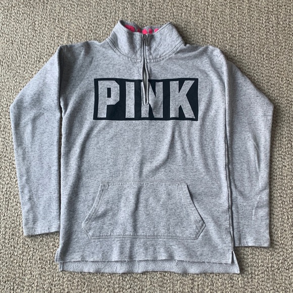 Victoria Secret PINK 1/4 grey sweater - Picture 1 of 4